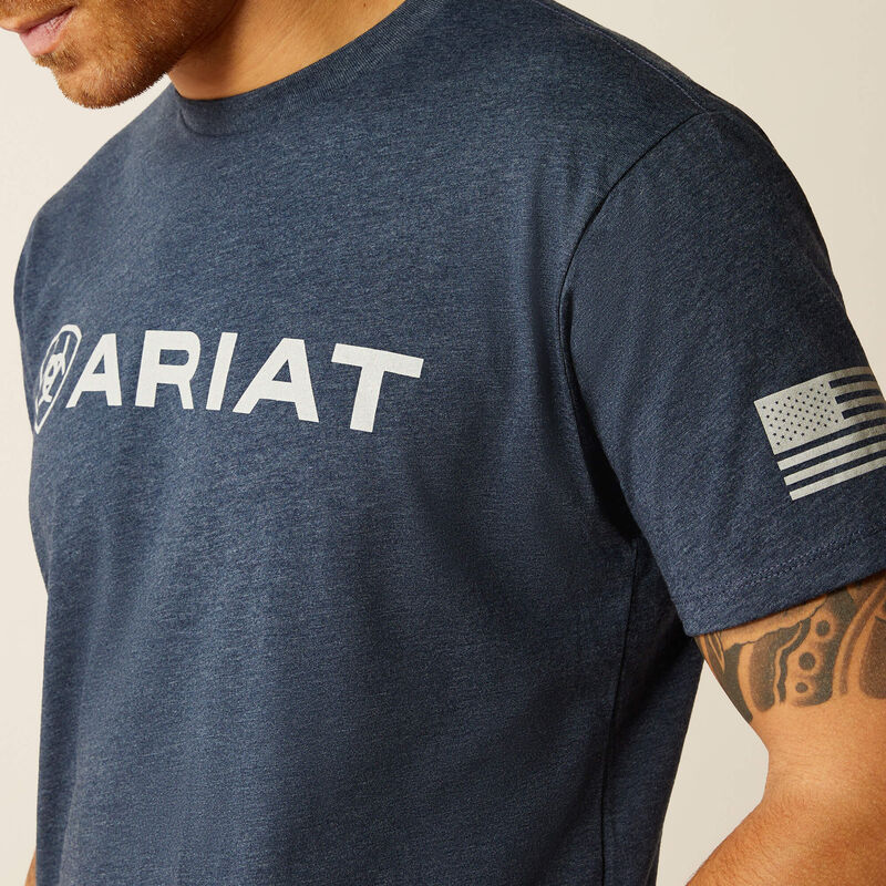 Ariat Mens Shield Flag Short Sleeve Graphic T-Shirt - Navy Heather