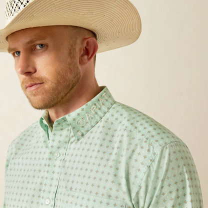 Ariat Mens Team Pierson Classic Fit Shirt Light - Green/White