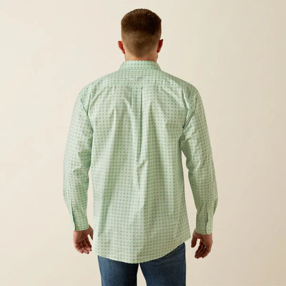 Ariat Mens Team Pierson Classic Fit Shirt Light - Green/White