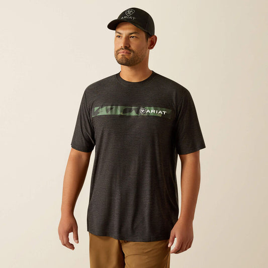 Ariat Mens Chest Camo Stripe Charger T-Shirt (Charcoal)