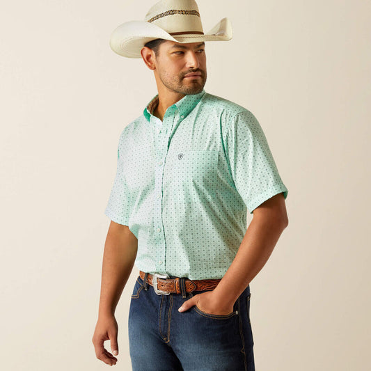 Ariat Mens Wrinkle Free Ellis Classic Fit Shirt - Aqua