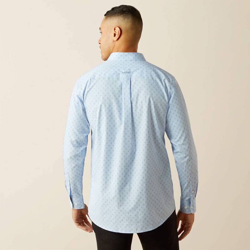 Ariat Mens Wrinkle Free Donte Fitted Shirt - Light Blue