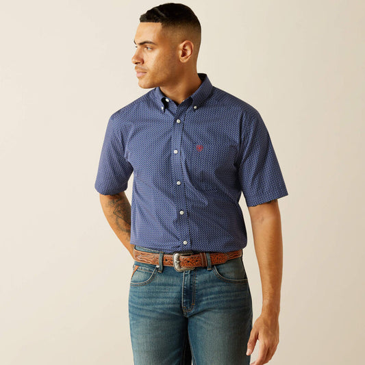 Ariat Mens Wrinkle Free Davis Classic Fit Shirt - Dark Blue