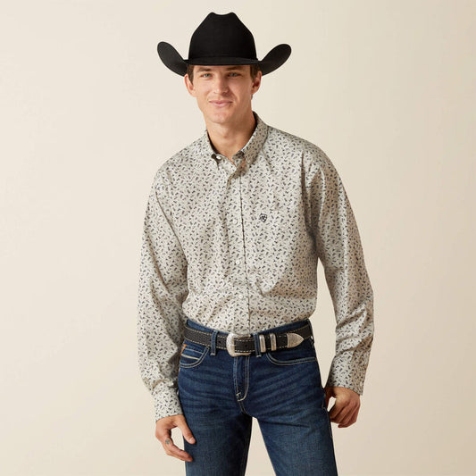 Ariat Mens Wrinkle Free Charles Classic Fit Shirt - Silver