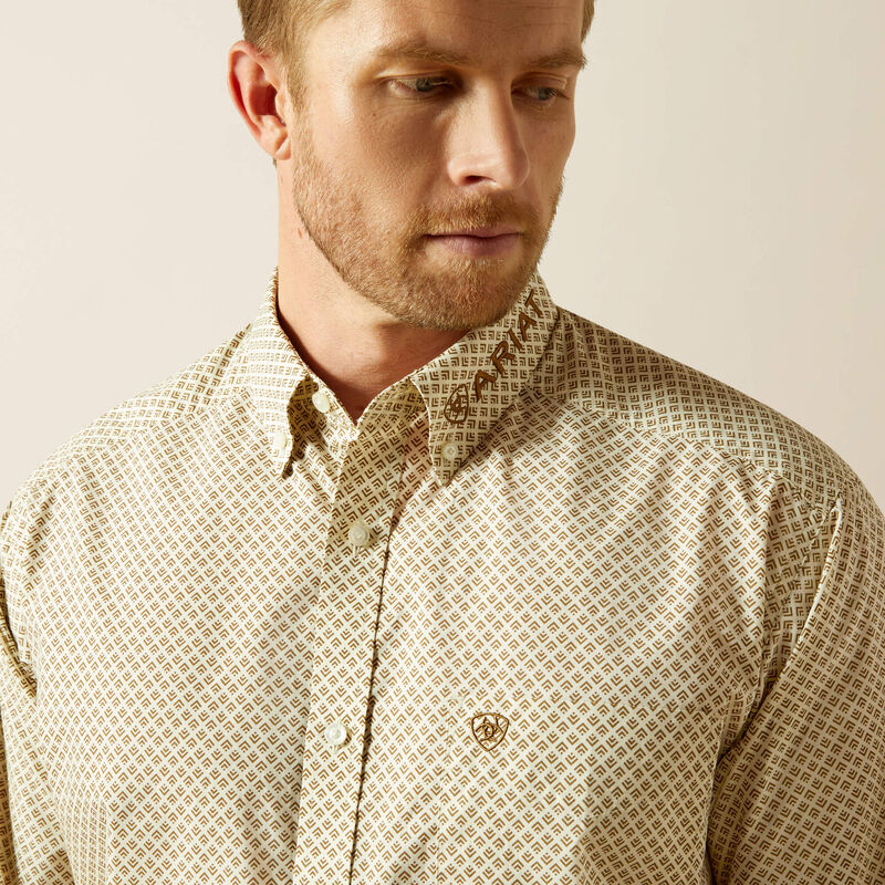 Ariat Mens Team Pierce Classic Fit Shirt- Cram/Light Brown