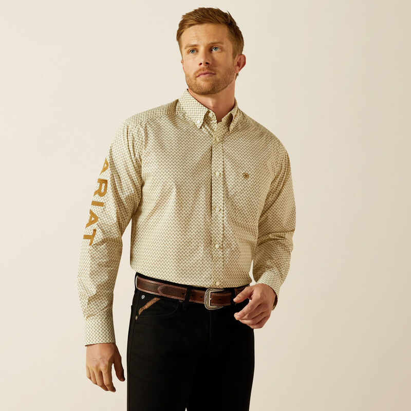 Ariat Mens Team Pierce Classic Fit Shirt- Cram/Light Brown