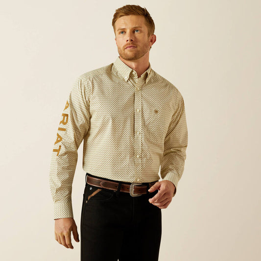 Ariat Mens Team Pierce Classic Fit Shirt- Cram/Light Brown