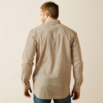 Ariat Mens Wrinkle Free Eddie Fitted Shirt - Off White