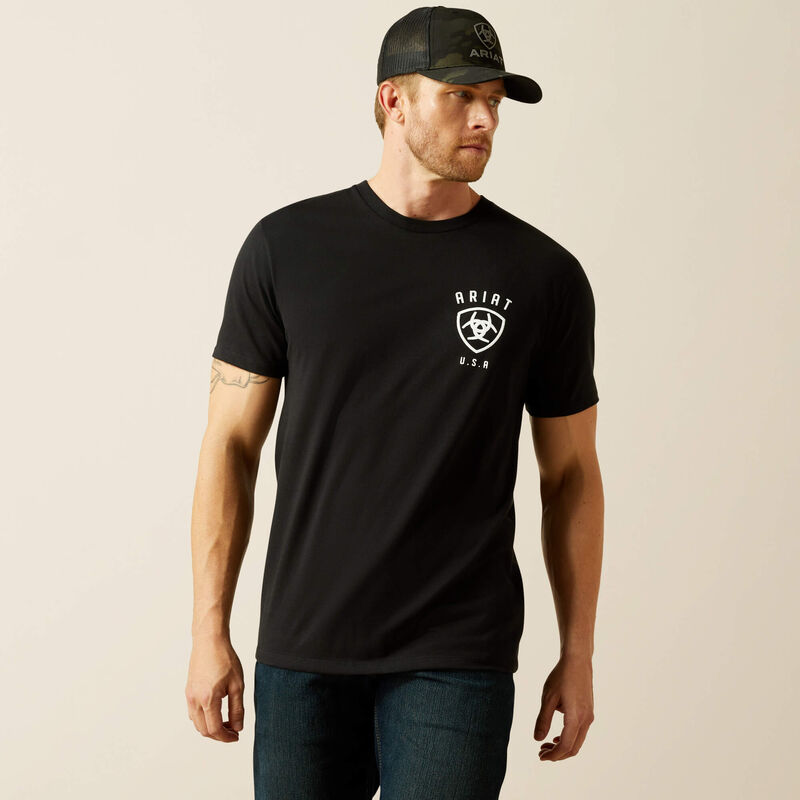 Ariat Mens Ariat Faded Bull T-Shirt - Black