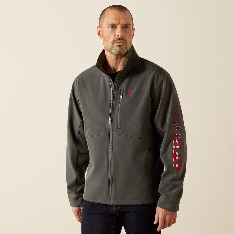 Ariat Mens  Logo Softshell Jacket - Charcoal|Americana