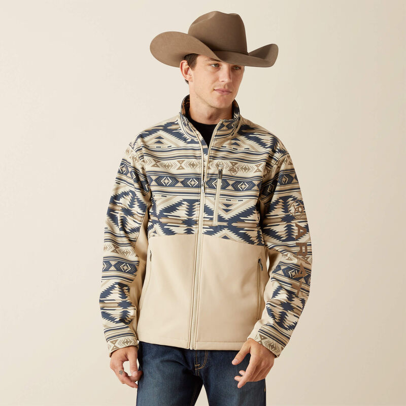 Ariat Mens Logo Softshell Jacket - White Pepper Southwest