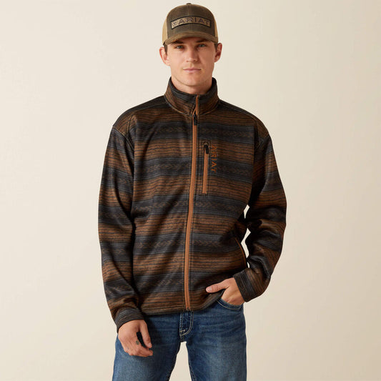Ariat Mens Caldwell Full Zip Sweater - Light Brown/Southwest