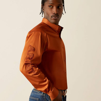 Ariat Mens Team Logo Twill Classic Fit Shirt - Adobe/Brick