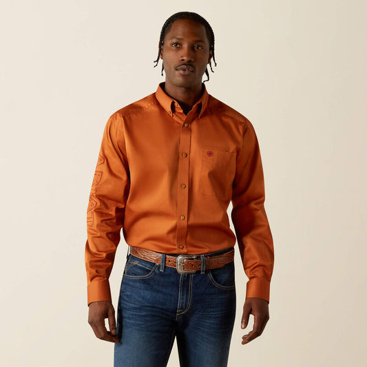 Ariat Mens Team Logo Twill Classic Fit Shirt - Adobe/Brick