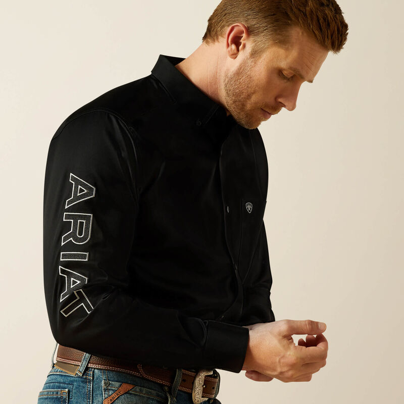 Ariat Mens Team Logo Twill Fitted Shirt - Black/Grey