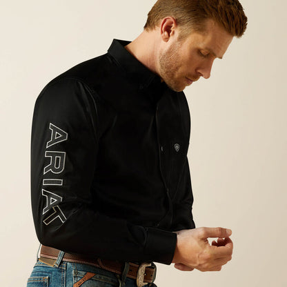 Ariat Mens Team Logo Twill Fitted Shirt - Black/Grey