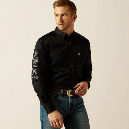 Ariat Mens Team Logo Twill Fitted Shirt - Black/Grey