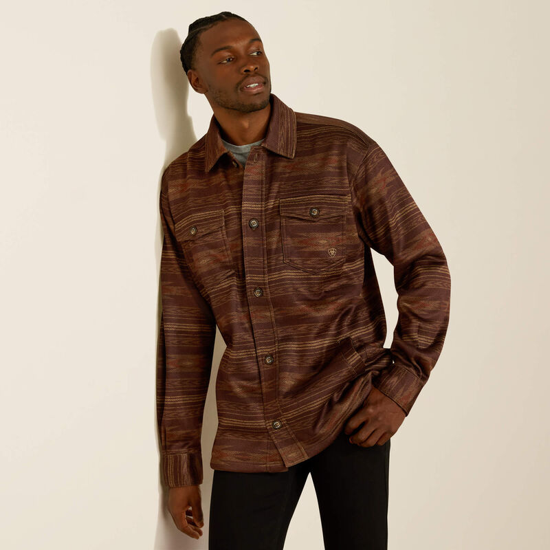 Ariat Mens Caldwell Printed Shirt Jacket - Maroon