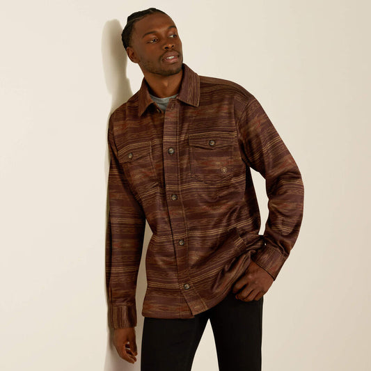 Ariat Mens Caldwell Printed Shirt Jacket - Maroon