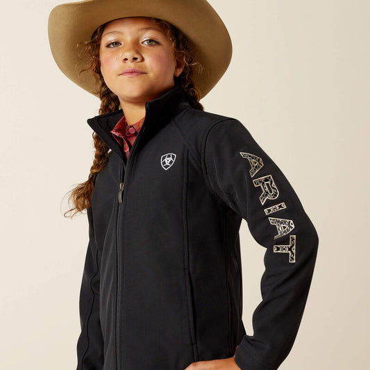 Ariat Girls  Ariat Logo Softshell Jacket - Black|Southwest Minimal Print