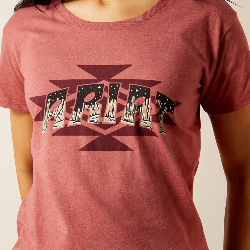 Ariat Womenx SW Logo Landscape T-Shirt - Red Clay Heather