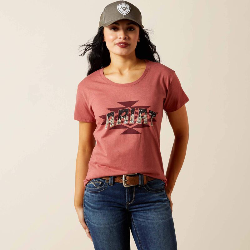Ariat Womenx SW Logo Landscape T-Shirt - Red Clay Heather