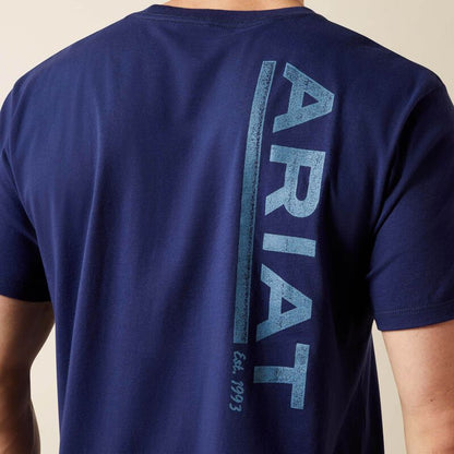 Ariat Mens Ariat New Vertical Logo T-Shirt - Medieval Blue