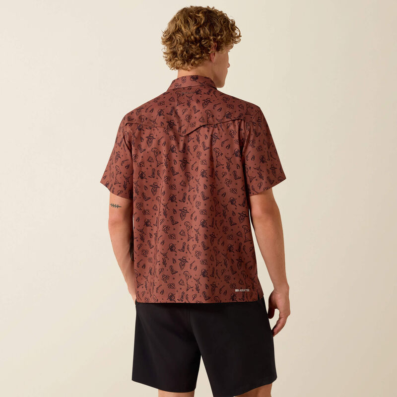 Ariat Mens Printed Venttek Western Yoke Classic Fit Snap Shirt - Soft Silt