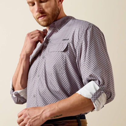 Ariat Mens  Printed VentTEK Outbound Classic Fit Shirt - Grey