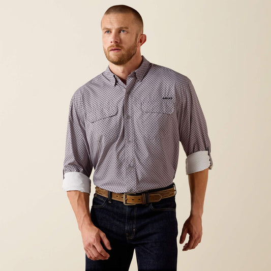 Ariat Mens  Printed VentTEK Outbound Classic Fit Shirt - Grey