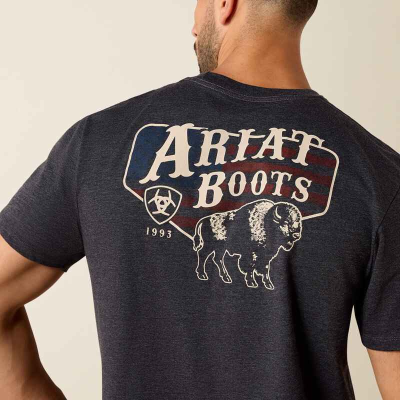 Ariat Mens American Bison T-Shirt - Charcoal Heather