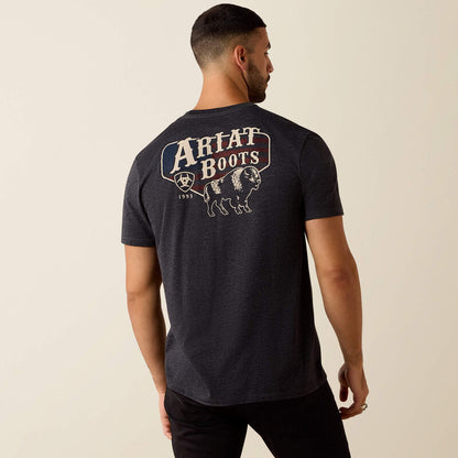 Ariat Mens American Bison T-Shirt - Charcoal Heather