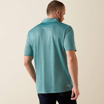 Ariat Mens All Over Print Classic Fit Polo - Angel Blue Mod Geo Print