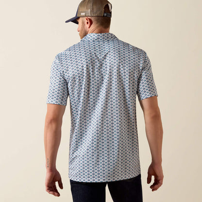 Ariat Mens All Over Print Fitted Polo - White Southwest Print