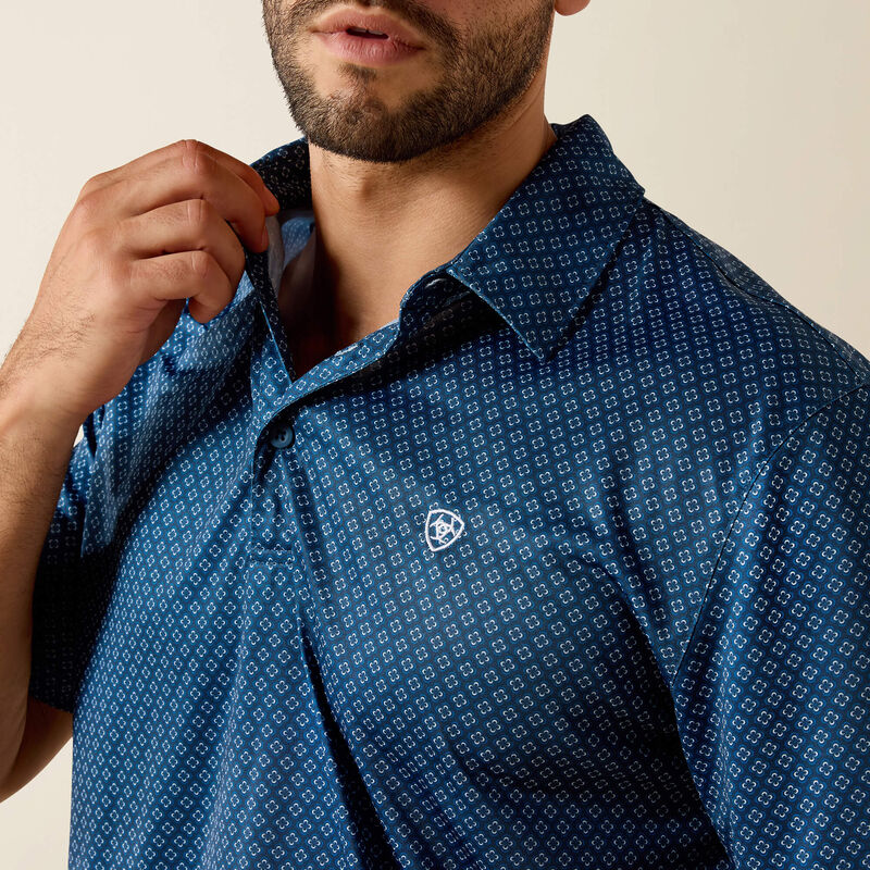 Ariat Mens All Over Print Classic Fit Polo -  Dark Denim Medallion Print