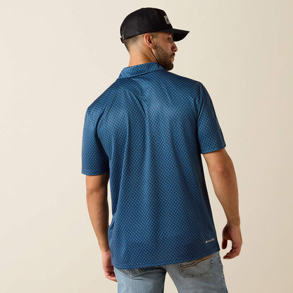Ariat Mens All Over Print Classic Fit Polo -  Dark Denim Medallion Print