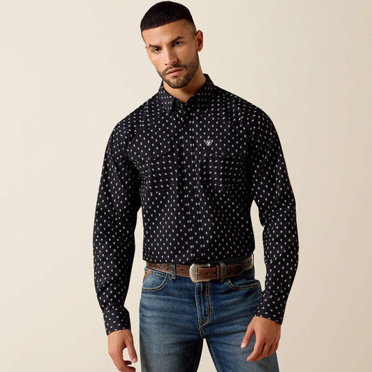 Ariat Mens  Truth Fitted Snap Shirt - Black Paisley Print