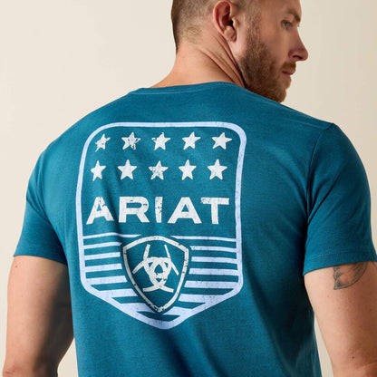 Ariat Mens Stripe Patriotic Badge T-Shirt - Monaco Blue