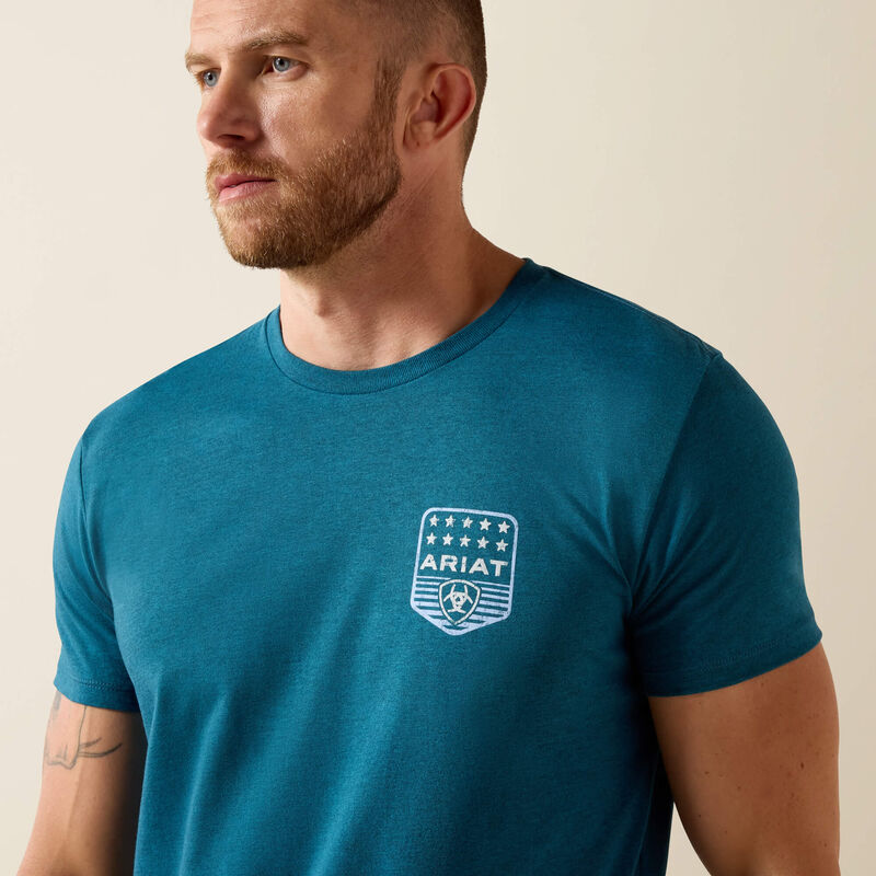 Ariat Mens Stripe Patriotic Badge T-Shirt - Monaco Blue