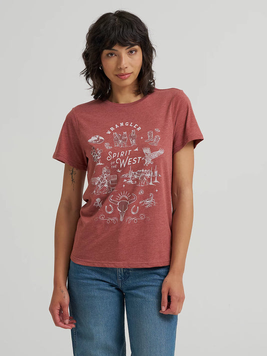 Wrangler Womens Spirit of the West Graphic Tee - Russet Brown