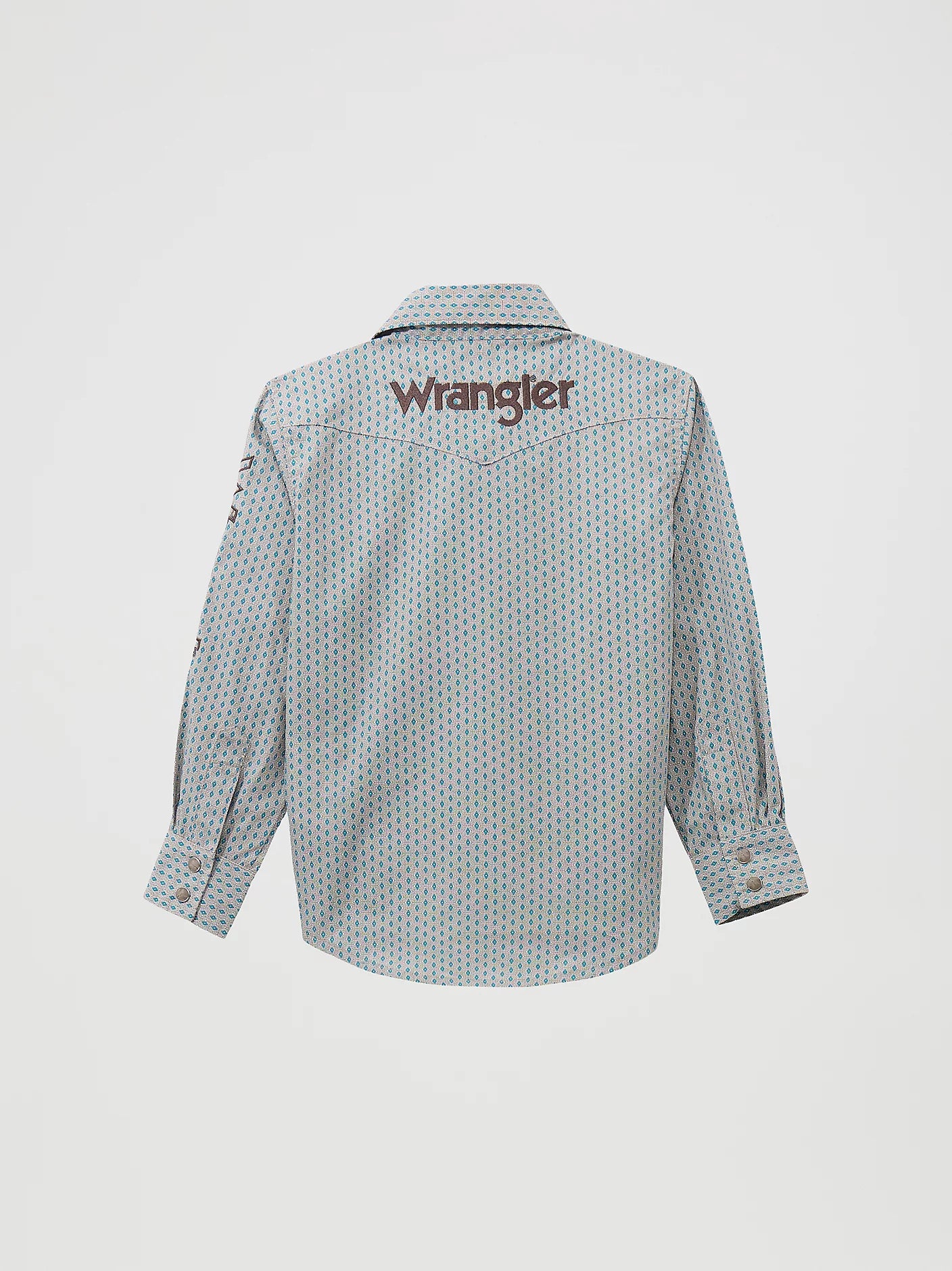 Wrangler Boys Logo Long Sleeve Western Snap Shirt - Peacock
