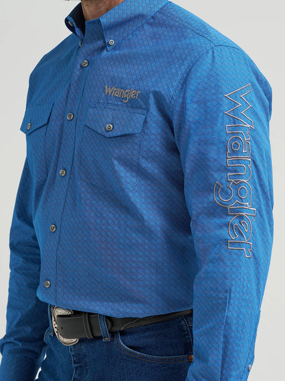 Wrangler Mens Logo Long Sleeve Shirt - Blue