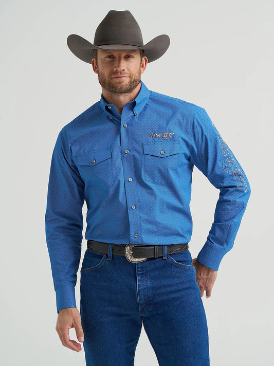 Wrangler Mens Logo Long Sleeve Shirt - Blue