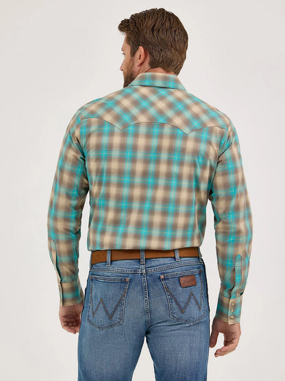 Wrangler Mens Retro® Long Sleeve Sawtooth Snap Pocket Western Shirt
