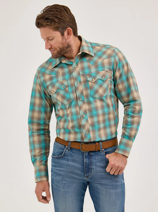 Wrangler Mens Retro® Long Sleeve Sawtooth Snap Pocket Western Shirt