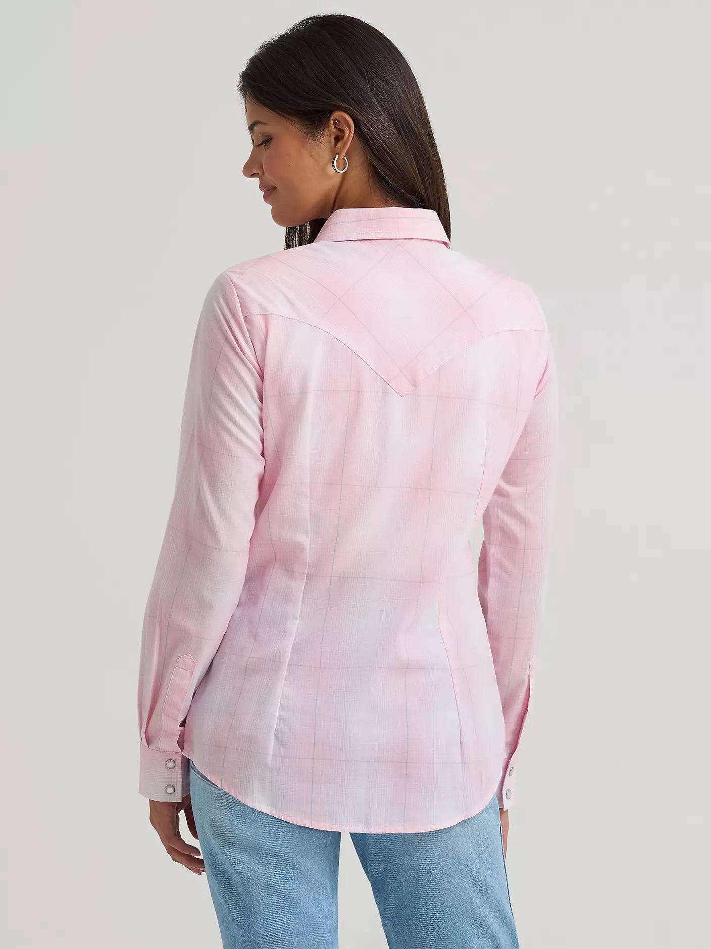 Wrangler Womens Retro Essential Plaid Snap Shirt - Baby Pink