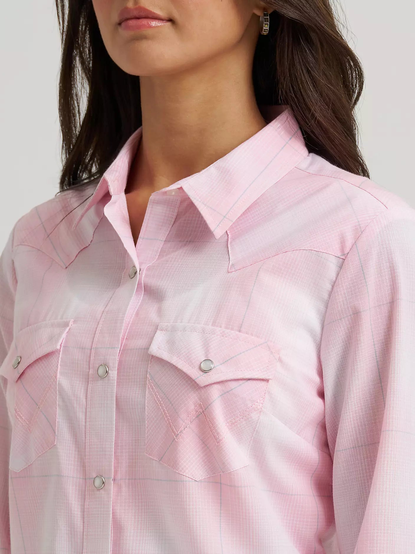 Wrangler Womens Retro Essential Plaid Snap Shirt - Baby Pink