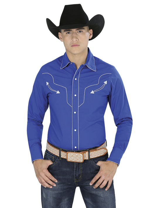 Senor De Los Cielos Mens Western Long Sleeve Shirt (Navy Blue)