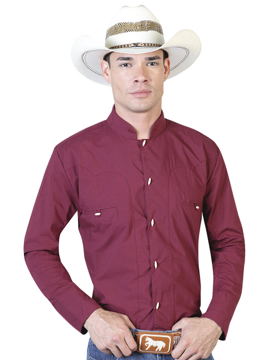 Senor De Los CIelos Mens Charro Long Sleeve Shirt (Burgandy)