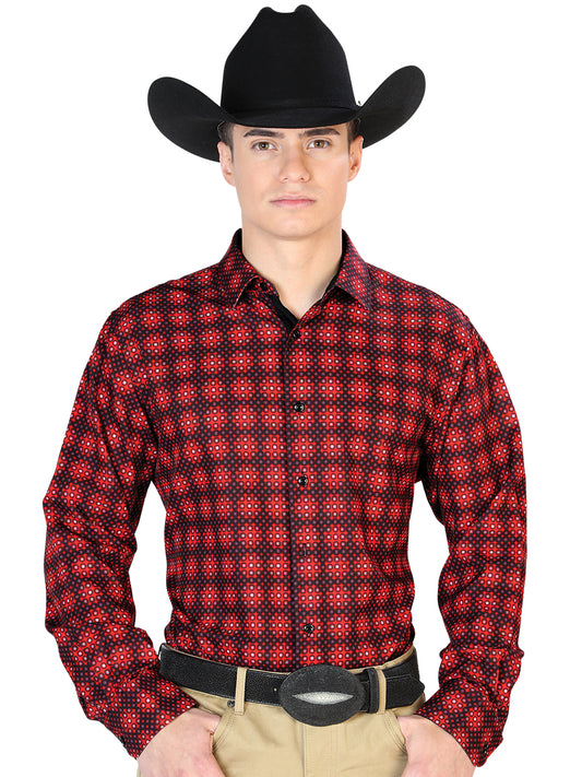 El General Plaid Casual Long Sleeve Shirt (Burgundy)